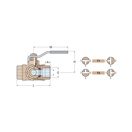 BALL VALVE 3-WAY - F.F.F.