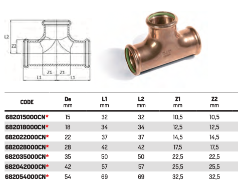 "T" Equal tee - CuNi (Copper-Nickel)