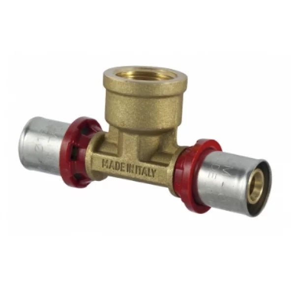Tee Press Coupling with threaded female BSP for Metric Multilayer Pipe