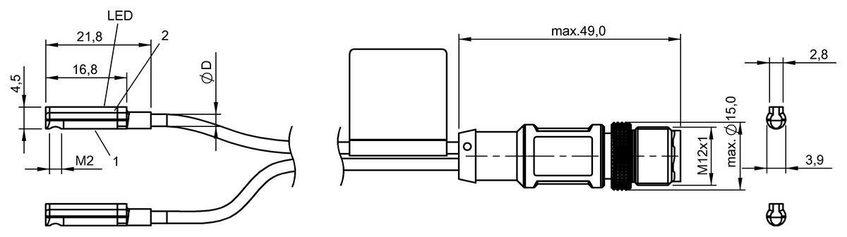 Balluff - BMF00A4 Cylinder Magnetic Field Sensor (BMF 214K-PS-C-2A-SA95-S4-00,3)